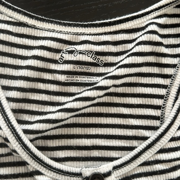 Girls striped black and white tank top with button size large (10-12). - Picture 2 of 3